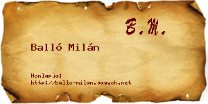 Balló Milán névjegykártya